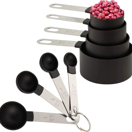 8pcs Measuring Cups & Spoons Set,Stackable Nesting Measure Cups with Stainless Steel Handle,Kitchen Gadgets for Cooking & Baking