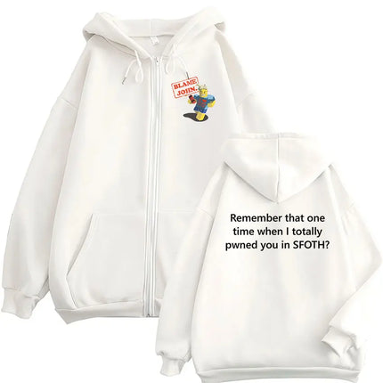 Funny Blame John Meme Zipper Hoodie Shedletsky Forsaken Fashion Autumn/Winter Sweatshirt Men Women Casual Oversized Coats Hoody