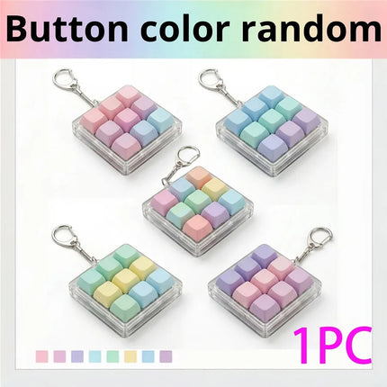 9/3 Buttons Fidget Keyboard Keychain, Clicker Stress Relief Toy, Anti-Anxiety Portable Accessory, Best Holiday Gift Random Color