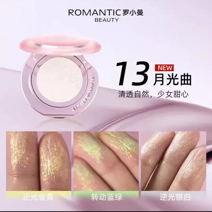 RMT Chameleon Highlight Pink Purple Fine Powder Cream Blusher Shiny ROMATIC Face Brighten High Gloss Integrated Plate Makeup