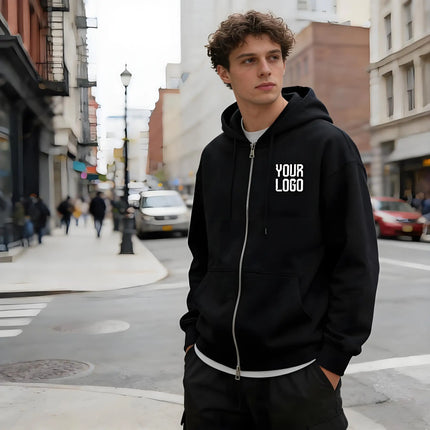 New Fashion Men's and Women's Zipper Hoodie for Spring and Autumn/Winter Casual Hoodie Sportswear Men's Top Solid Color Hoodie M