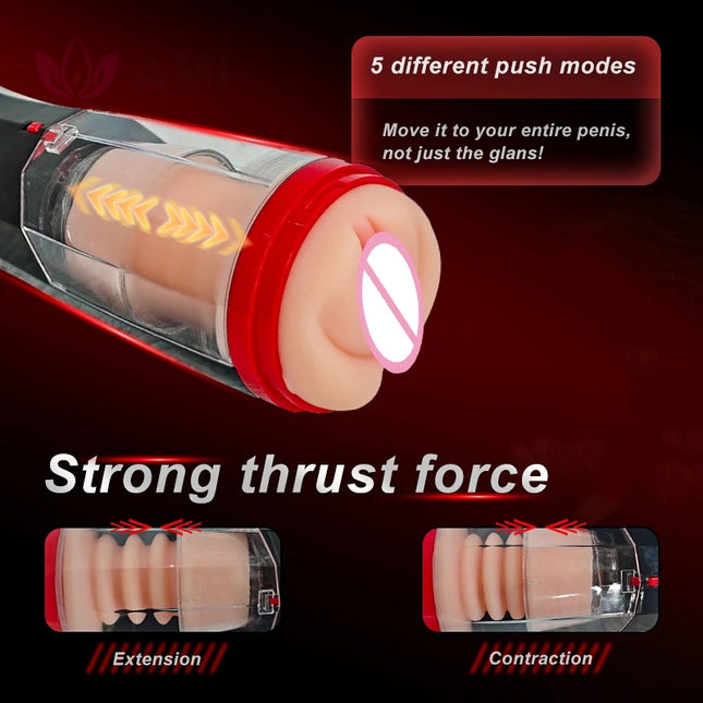 Discreet Ship Automatic Telescopic Male Masturbation Realistic Vaginal Stretching Vibrator Adult Sex Toy for Men Penis vibration