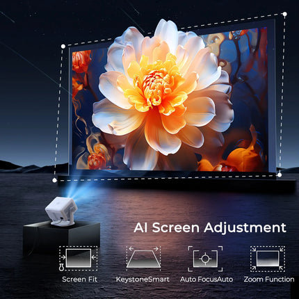 LynCast 4K L018 Projector 800ANSI Native 1080P Auto Focus & Keystone 360° Rotate Android 14 BT5.4 WIFI6 Portable Home Theater