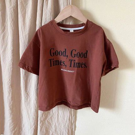 Kids Boys And Girls Summer Clothes Tops Tees Letters Printed Simple Fashion Children T-shirt Round Collar Loose Casual T Shirts