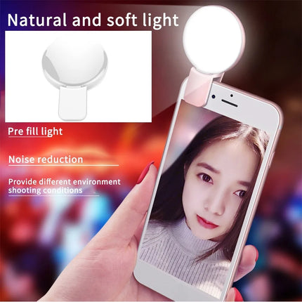 LED Light Mobile Phone Mini Selfie Fill Light Rechargeable 3 Modes Selfie Ring Light Clip-on Brightness Adjustable