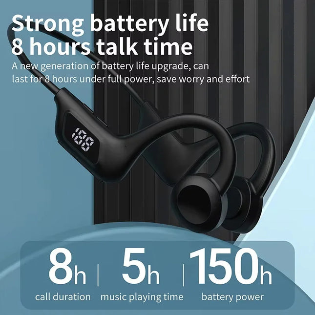 Wireless Bone Conduction Headphones Bluetooth 5.3 Waterproof Ear Hook Sport Earphones Long Battery HiFi Stereo Noise Reduction