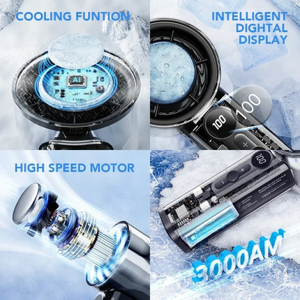 TINSOL Mecha Transparent Mini Electric Fan 3000mAh with LCD Display, 100 Speed Adjustments, USB Portable Outdoor Turbo Fan
