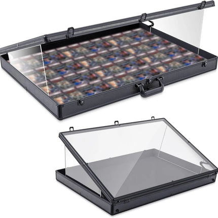 Lockable Collector's Briefcase Scuff-Resistant Lining Trading Card Display Case Aluminum Frame Display Box for Vendors