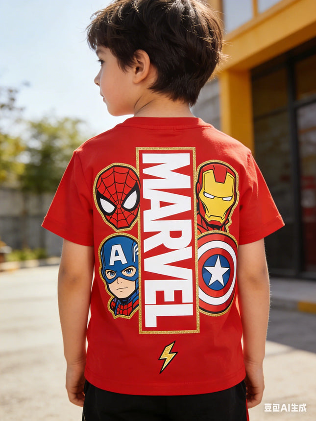 Comic Marvel Spider-Man 3D Printed Children's Boys' and Girls' T-shirt for Outdoor Sports - Quick-Drying and Breathable Top