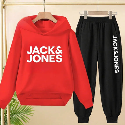 2025 Spring Autumn Outfits Kids Leisure Letter Print 2pcs Hoodie+Pants Tracksuits 3-13 Years Boys Girls Children Clothes