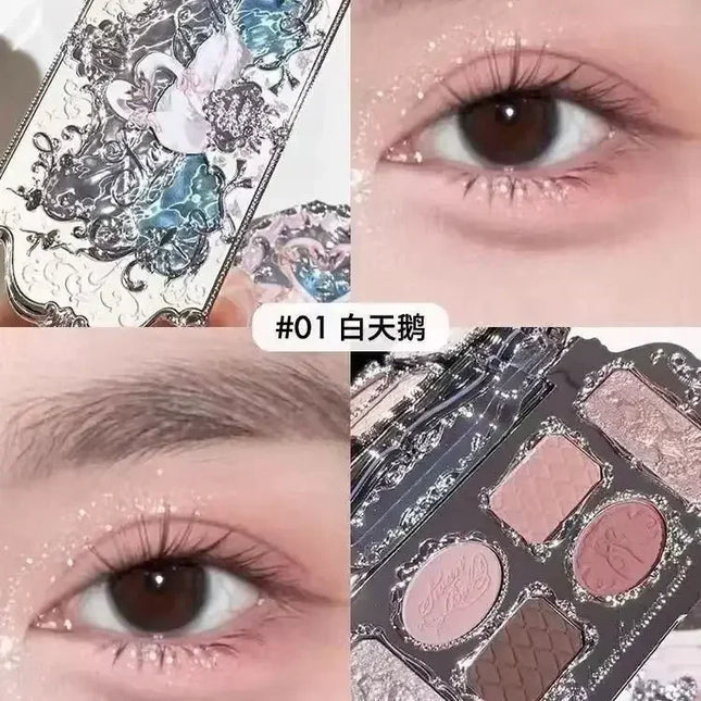 Flower Knows Swan Ballet Series Makeup 6 Color Eyeshadow Palette Matte Pearl Face Palette Glitter Palette Cosmetics
