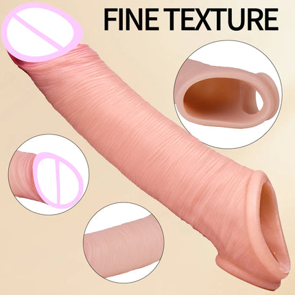 Extender Condom Penis Enlargement Ejaculation Penis for Men Sleeve Cock Ring Delay Lock Ring Sex Toys Artificial Penis Training