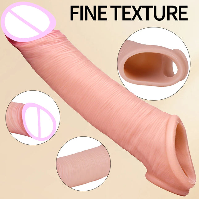 Extender Condom Penis Enlargement Ejaculation Penis for Men Sleeve Cock Ring Delay Lock Ring Sex Toys Artificial Penis Training