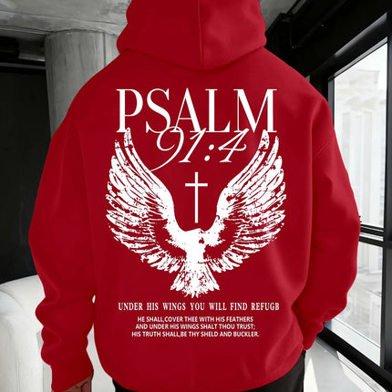 Christian Bible "Psalm" 91:4 Print Men Women Hoodie Street Casual Retro Harajuku Trend Fall Winter Pullover Sweatshirt Clothing