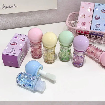 Shaoinuo Fruit-Flavored Lip Oil - Christmas Gift, Moisturizing and Nourishing, Long-Lasting, Non-Sticky and Glossy, Plumps Lips, Lip Balm Specifically for Students, Everyday Nude Makeup, Holiday Gift