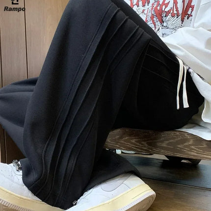 Summer Loose Casual Men's Sweatpants  New American Retro Ey Wide Leg Pants Teenage Drape Sports Long Trousers