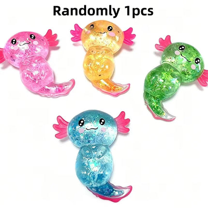 Glitter Maltose Axolotl Squishy Squeeze Toy Cute Fun Anxiety Relief Salamander Slow-rebound Stress Balls Fidgets Toys