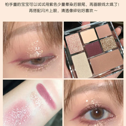 New 7 Color Eyeshadow Palette Pearly Matte Glitter Eyeshadow Makeuo Palette Shiny Eye Shadow Eye Pigments Purple Brown Cosmetics