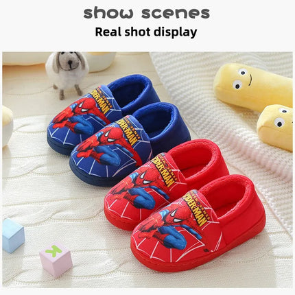 Cartoon Printed Spider-man Cotton Slippers For Children's Shoes Fashion New Style Warmth Autumn Winter Indoor Kids Boys Slippe