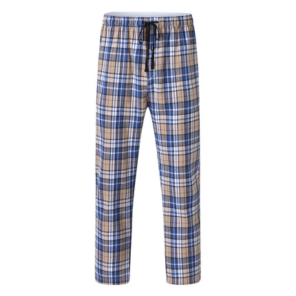 3Pcs Men's 100% Cotton Plaid Pajama Sleeping Pants, Long Plaid Print Sleepwear Pajama Pants with Elastic Waist Homewear