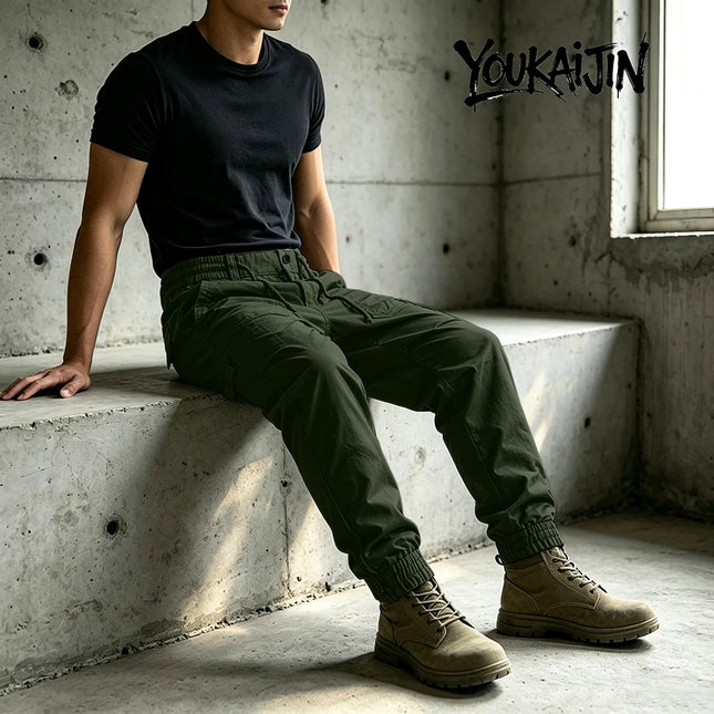 YOUKAIJIN Men's Loose Profile Pants American Vintage Trousers for Men High Waist Army Green Men's Casual Pants Cargo Trousers