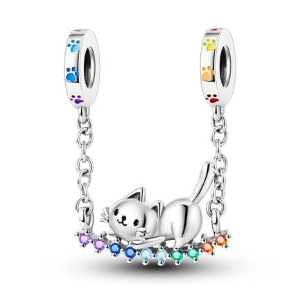 Charms 925 Sterling Silver Cute Cat Collection Charms Beads Paw Print Pendant Beads Fit Original DIY Bracelet Gift Women Jewelry