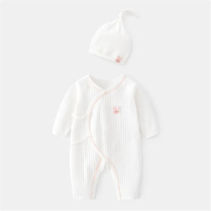 Lawadka 0-6M Spring Baby Girls Boys Romper Hat Cotton White Clothes For Girls Fashion Infant Jumpsuit Newborn Babies 0 to 3 M