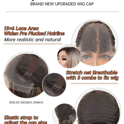 Topshe Short Bob 13x6 HD Lace Front Wig Ombre Blonde Straight Synthetic Wigs Glueless Pre-Plucked Heat Resistant Fiber Daily