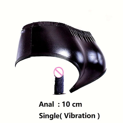 PU Leather Penis Panties Vibrating Silicone Dildos Anal Plug Lesbian Strapon Chastity Pants Underwear Masturbation Sex Toys