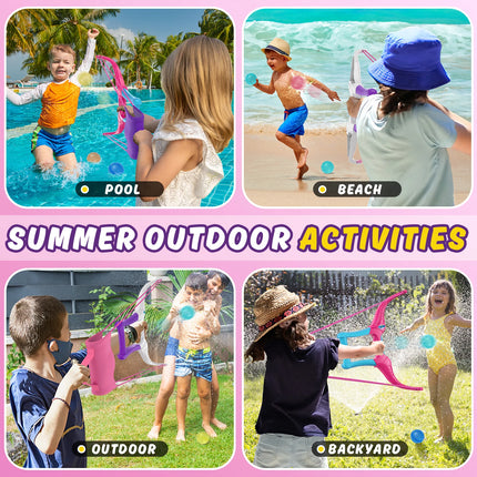 Reusable Water Balloon Bow and Arrow Launcher with Water Balloons Bomb Summer Fun Water Pool Activities Outdoor Water Toys Games