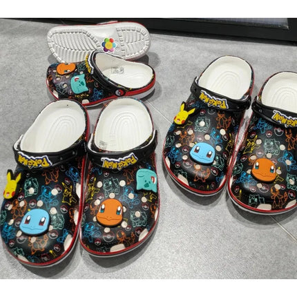 2026 New Pokemoned Hole Sandals Pikachu Squirtle Charmander Slippers Sandals Kawaii Anime Home Beach Shoes Summer Slippers
