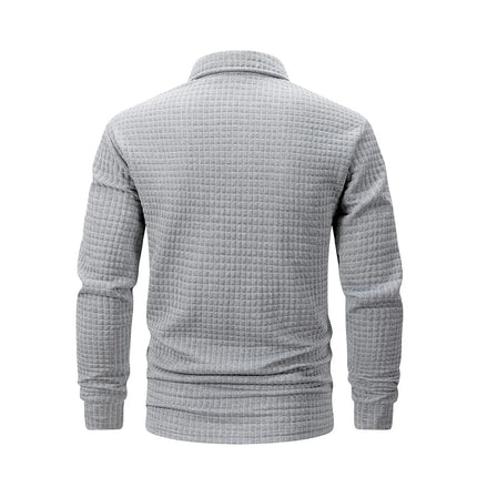 Men's Golf Checkered Long Sleeve Polo Shirt  Casual Sports Business Men POLO Shirt Comfortable Breathable Solid Color T-shirt