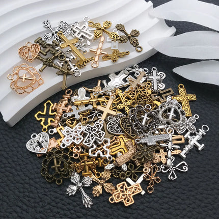 20/100 Styles Antique Silver Crosses - Perfect for Handmade Jewelry like Necklaces, Bracelets & Earrings"