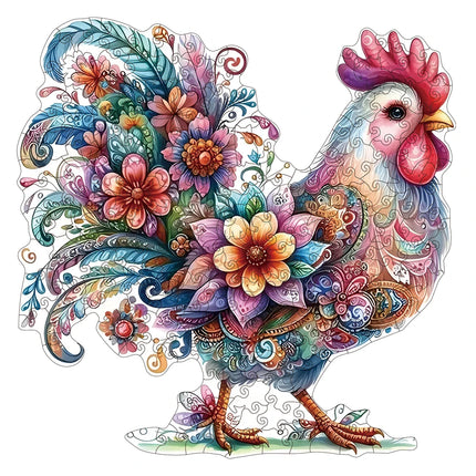 Vibrant Whimsical Rooster Wooden Puzzle For Adults, High Difficulty Toys, Concentration Training, Birthday Gifts, Home Decor