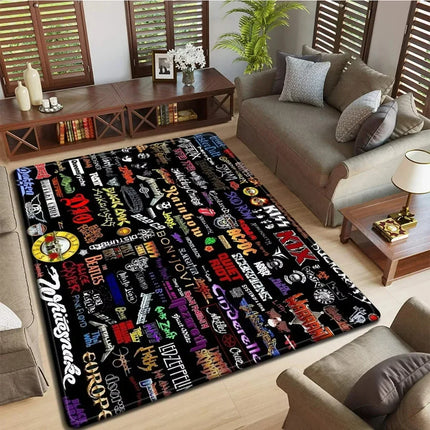 Band Logo Music Rock and Roll Pattern Carpet  for Living Room Bedroom Non-Slip Soft Rug Kitchen Floor Mat Entrance Doormat