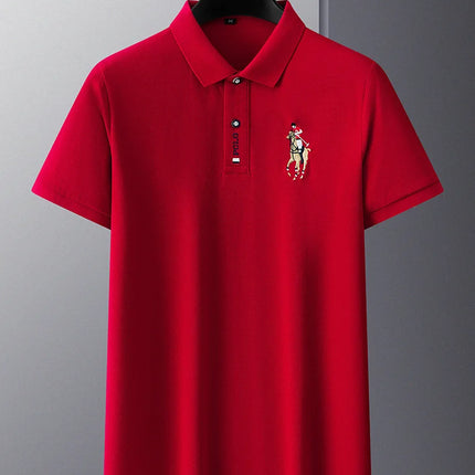 Brand Embroidered Men's Pure Cotton Popsicle Cotton Short Sleeve Polo Shirt Summer New Business Casual Breathable Men's Top 4XL