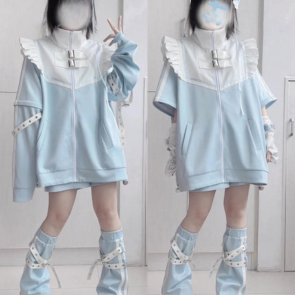 Japanese Anime Angel Sweatshirt Jacket Long Sleeve Detachable Sleeve Set Soft Cute Home Clothes Women's Spring Fashion 2025