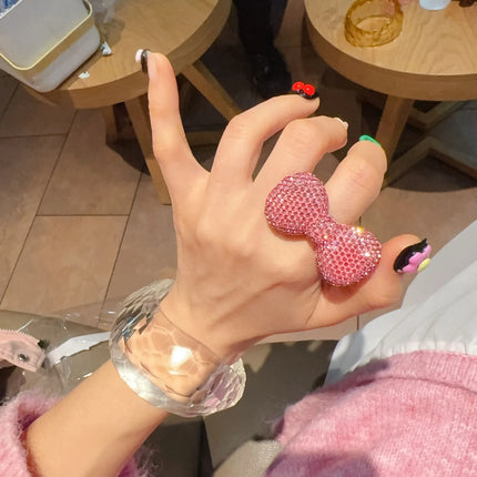 Y2k Millennial Super Flash Visual Series Kitty Pink Bow Adjustable Opening Rings for Women Finger Charms Jewelry Accessory Gifts
