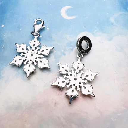 Blue Stone Snowflake Pendant Dangle Charm For Women Fine Jewelry Romantic Gift Real 925 Sterling Silver