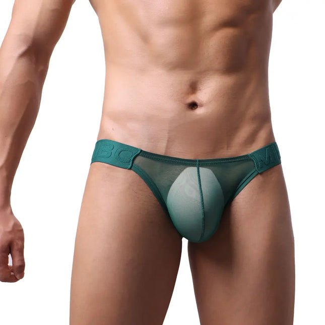 Men's 20D Ultra-Thin Briefs Low Waist Bold Bulge Pockets Sexy Fitted Triangle Underwear High Transparency Comfortable Briefs