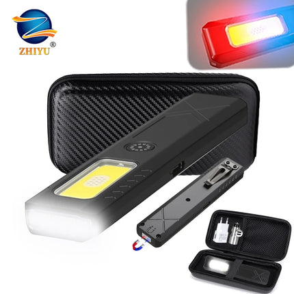 Mini Portable LED Handheld Flashlight USB Rechargeable EDC Flashlight with Emergency Red and Blue Lamp Outdoor Pen Clip Headlamp