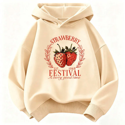 Strawberry Design Printed Hoodies Children's Sweatshirt Cute Hoody for Boys Girls Long Sleeve Casual Clothes