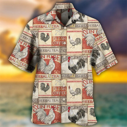 Newest Loose Breathable 3D Print Trendy Cool Fashion Chicken Shirts Beach Hawaiian Top Short Sleeves Summer Men's Men Tee