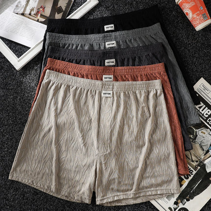 1/3PCS Casual Loose Jacquard Knit Men's Short Panties Cool Ice Silk Breathable Men Underwear Comfortable High Elastic Underpants