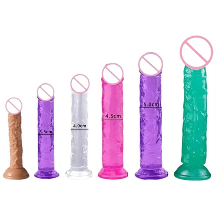 Cheap Women Erotic Anal 5 Colors Big Transparent Dildo Suction Cup Jelly Dick Sex Toys Soft Clitori Vaginal Masturbators Penis