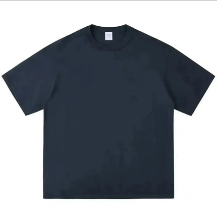 Black White GSM 500g Heavy Duty Cotton Plus Size T-Shirt Crew Neck Men's Short Sleeve Three Needles Half Sleeve Tee