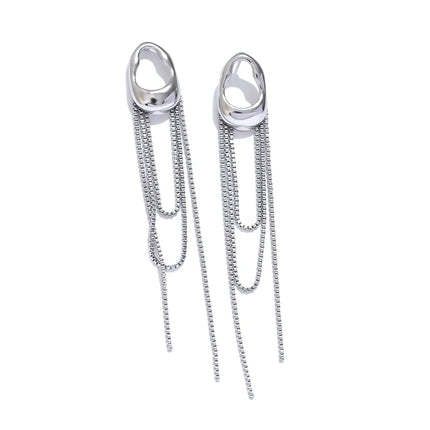 Yhpup 316L Stainless Steel Geometric Tassel Chain Drop Dangle Earrings for Women Temperament Popular Waterproof Jewelry Gift