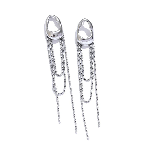 Yhpup 316L Stainless Steel Geometric Tassel Chain Drop Dangle Earrings for Women Temperament Popular Waterproof Jewelry Gift
