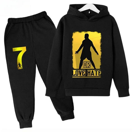 Spring Autumn Cr7 Ronaldo 3-12Y Children's Set Hoodie+Pants Suit 2-piece Set Boys Girls Casual Kids Tracksuits