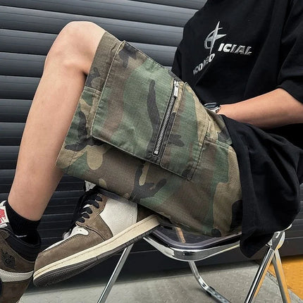 Loose Baggy Big Size Elastic Waist Wide Short Pants for Men Mens Cargo Shorts Camouflage Oversize with Draw String Camo Elegant